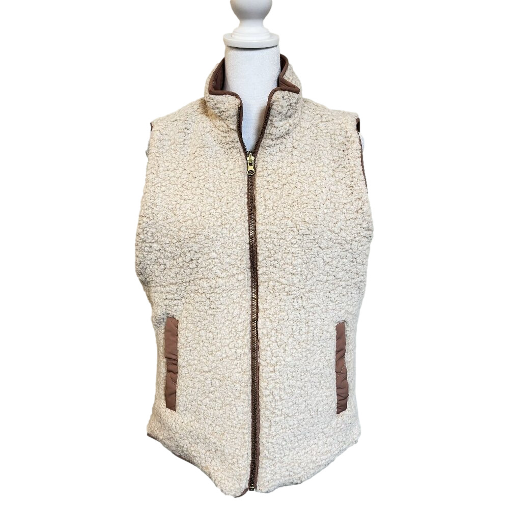 Vest, Rose pink reversable fuzzy on one side waterproof on the other, pockets SM